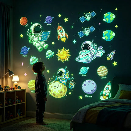 Kids Room Decor Luminous Space Theme Wall Stickers - Kids Room Decor - Three Ratels - Mad Fly Essentials