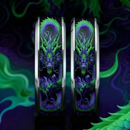 Ring Men Stainless Steel Purple Eastern Dragon Ring - Ring - Cibo - Mad Fly Essentials