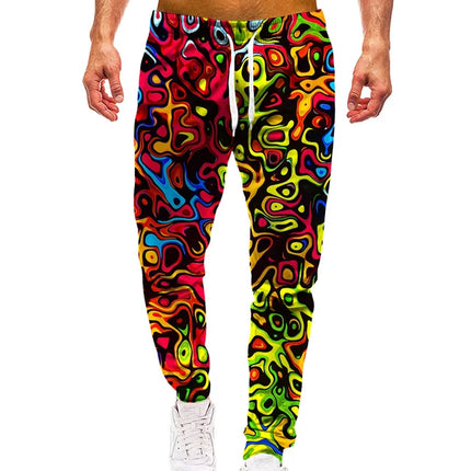 Men 3D Fashion Rainbow Abstract Smart Casual Cargo Pants