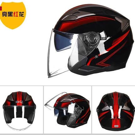 Motorcycle Helmet Half Face Double Lens Helmet - Motorcycle Helmet - Herobiker - Mad Fly Essentials
