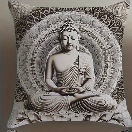 Throw Pillow Zen Stone Buddhist Floral Case - Throw Pillow - Coollazy - Mad Fly Essentials