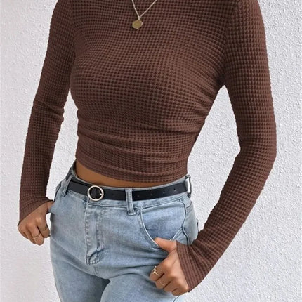 Crop Top Women Waffle Rib Bottoming Top - Crop Top - Werueruyu - Mad Fly Essentials