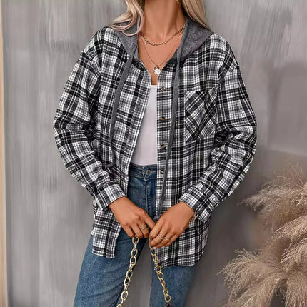 Shirt Women Long Patchwork Plaid Striped Tee - Shirt - Birdtree TB - Mad Fly Essentials