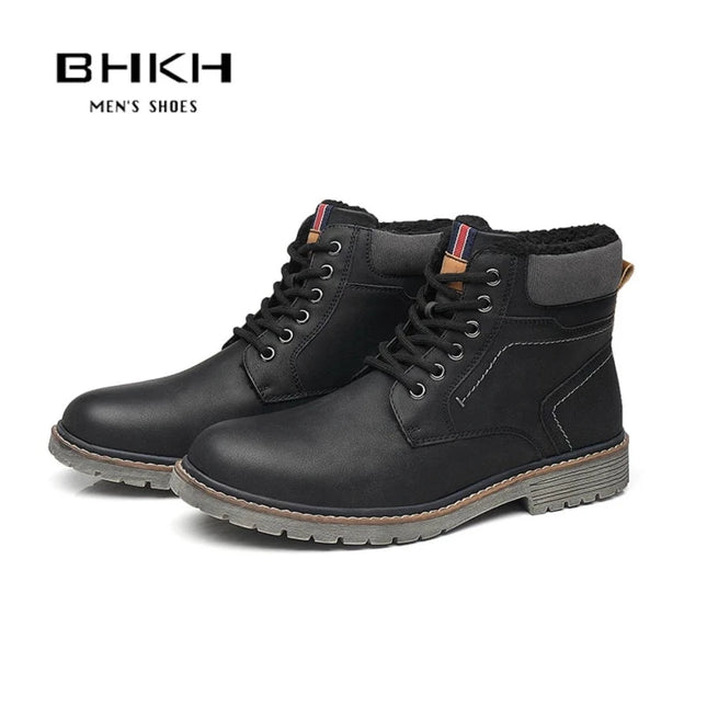 Men Retro British Leather Ankle Boots