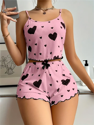 Pajama Set Women Strawberry Heart Homewear 2pc Pajamas - Pajama Set - Animal Unicorn - Mad Fly Essentials
