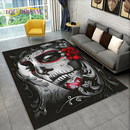 Home 3D Gothic Horror Skull Dead Girl Area Rug