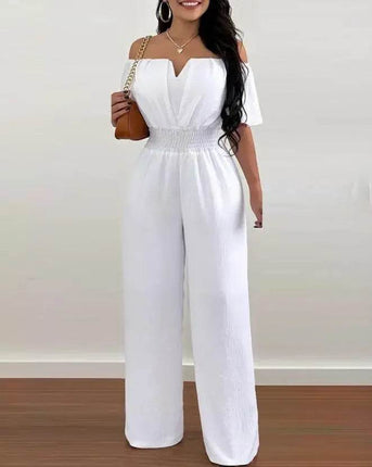 Women Off Shoulder Wide Leg Jumpsuit - Mad Fly Essentials