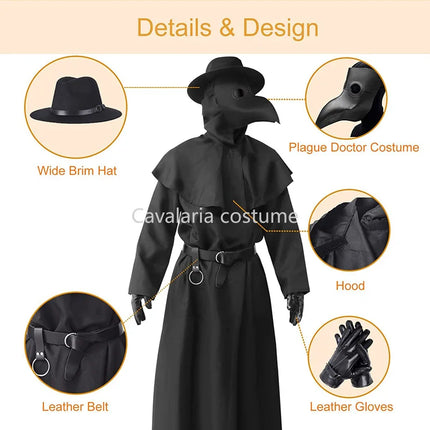Men Plague Doctor-Medieval Hooded Party Costume - Men's Fashion Mad Fly Essentials