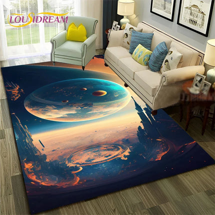 Area Rug Kids Room 3D Universe Galaxy Living Rug - Area Rug - Lousidream - Mad Fly Essentials
