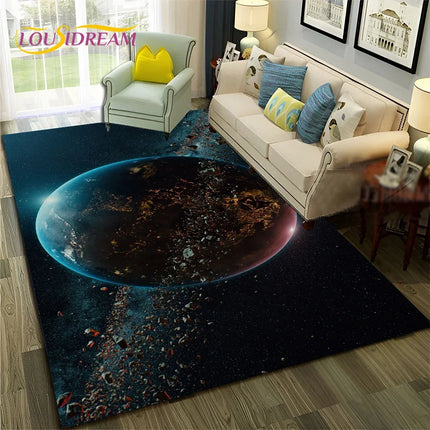 Area Rug Kids Room 3D Universe Galaxy Living Rug - Area Rug - Lousidream - Mad Fly Essentials