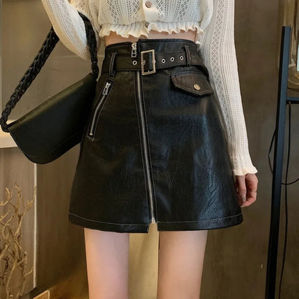 Mini Skirt Women Slim Leather High Waist Skirt - Mini Skirt - Aelegantmis - Mad Fly Essentials