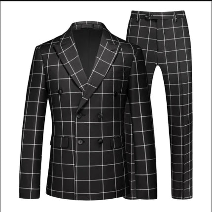 Blazer Men Red Striped Plaid 3pc Dress Suit - Blazer - Idealism - Mad Fly Essentials