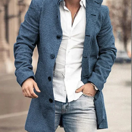 Jacket Men Stand-Collar Long Pocket Coat - Jacket - BC - Mad Fly Essentials
