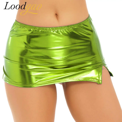 Mini Skirt Women Metallic Dance Clubwear Skirts - Mini Skirt - Akyzo - Mad Fly Essentials