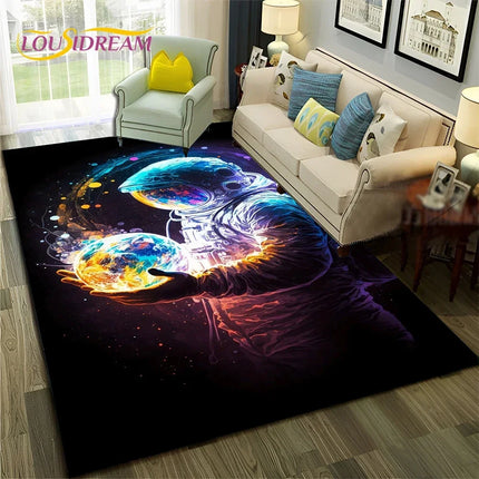 Area Rug Universe Space Galaxy Planet 3D Rug - Area Rug - Essential Rugs - Mad Fly Essentials
