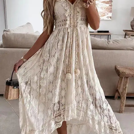 Maxi Dress Women Bohemian Lace White Sundress - Maxi Dress - Roddrsya - Mad Fly Essentials