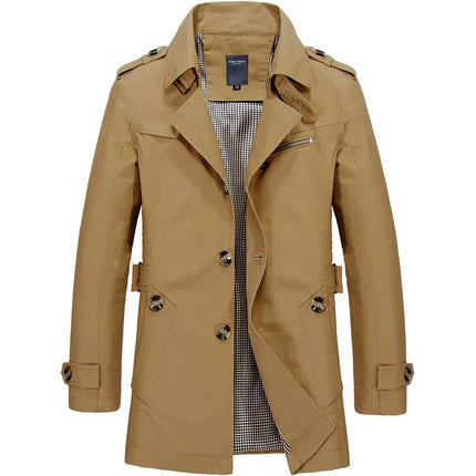 Outerwear Men British Fashion Khaki Trench Jackets - Outerwear - Zogaa - Mad Fly Essentials