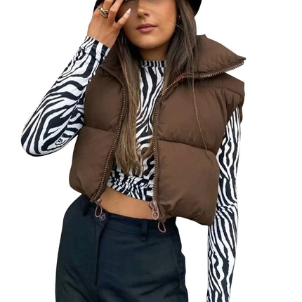 Jacket Women Cropped Vest Sleeveless Puffer Outerwear - Jacket - Sunsiom - Mad Fly Essentials