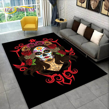 3D Gothic Horror Skull Dead Girl Area Rug - Mad Fly Essentials