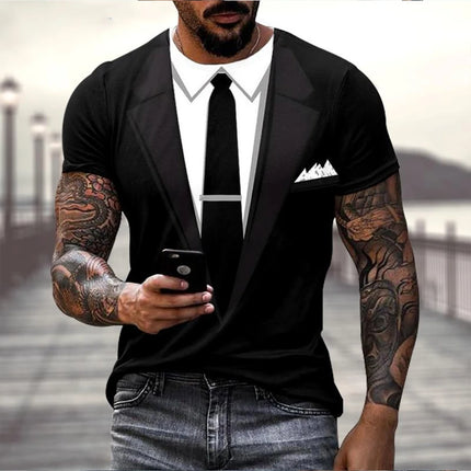 Shirt Men Fashion 3D Short Suit Graphic Tee - Shirt - Gothica - Mad Fly Essentials