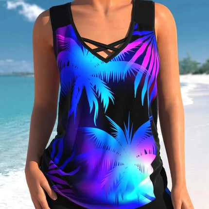 Women Floral S-6XL Beach Swimwear Tankini Set