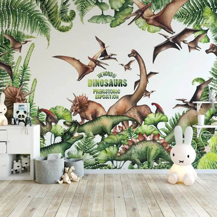 Custom 3D Dinosaur Forest Mural Wallpaper - Mad Fly Essentials