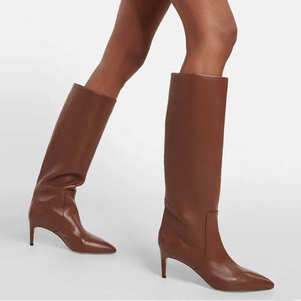 Women Autumn Pointed Slim High Heel Knee High Boots - Mad Fly Essentials