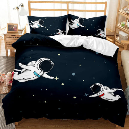 Kids Room Cartoon Astronaut Duvet Cover Bedding Set