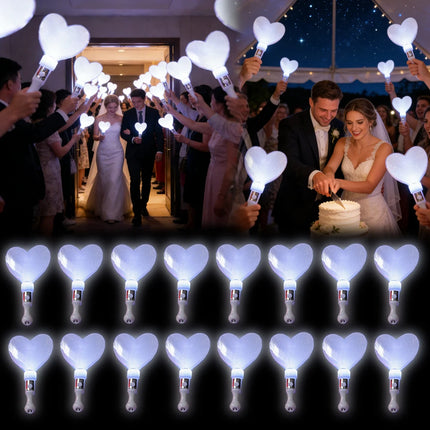 Party Favors 20pc White Heart-Shaped LED Fiber Glow Sticks - Party Favors - Hviero - Mad Fly Essentials