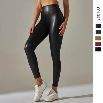 Women Leather Pencil Fitness Leggings - Mad Fly Essentials