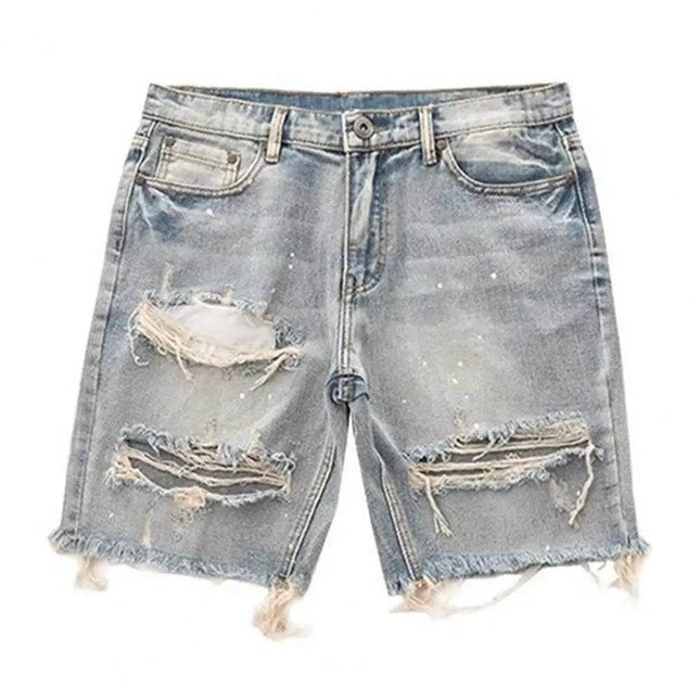 Men Straight Denim Ripped Summer Shorts - Mad Fly Essentials