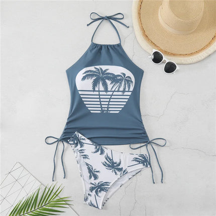 Tankini Set Women Low Waist Palm Tree Tankini - Tankini Set - mandylandy - Mad Fly Essentials