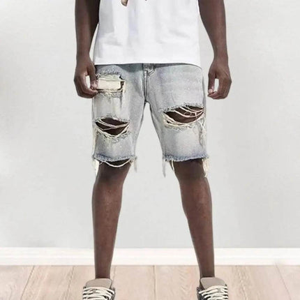 Men Straight Denim Ripped Summer Shorts - Mad Fly Essentials