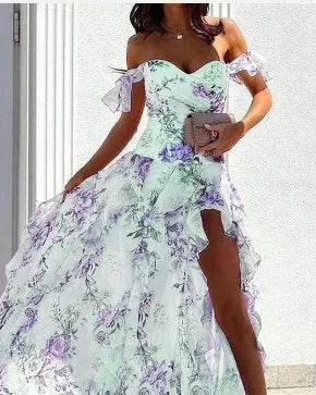 Women Floral Off Shoulder Party Dress - Mad Fly Essentials