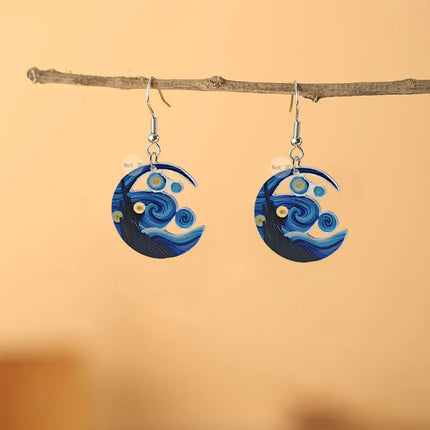 Earrings 2pc Van Gogh Starry Night Fashion Women Accessories - Earrings - Lifetime Not Regret - Mad Fly Essentials