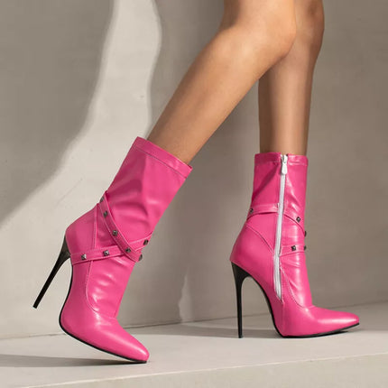 Women British Fashion High Heel Zip Boots