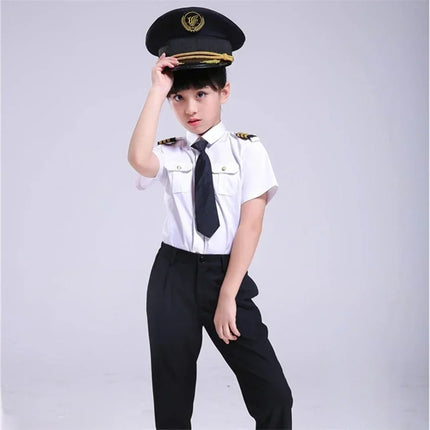 Kids Girl Pilot Flight Attendant Costume Set