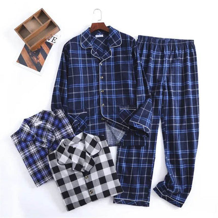 Men Cotton Plaid Homewear Pajama Sets - Mad Fly Essentials
