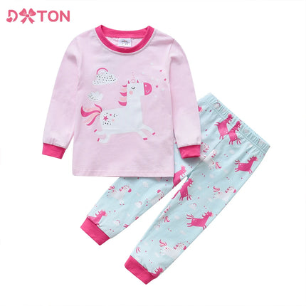 Baby Girl 3D Unicorn 3-12Y Pajama Sleepwear Sets