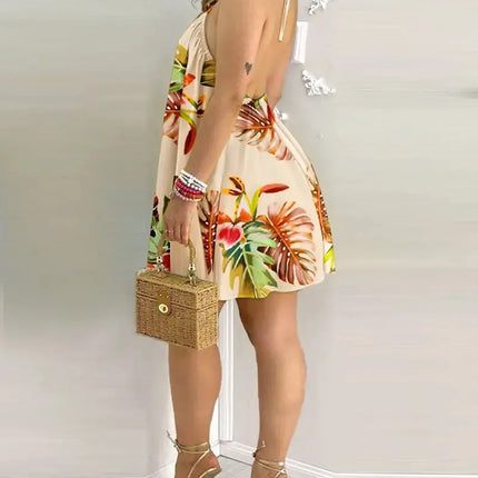 Women Summer Fashion Tropic Gradient Halter Sundress