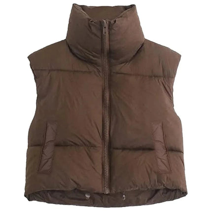 Women 2024 Cropped Vest Sleeveless Puffer Jacket
