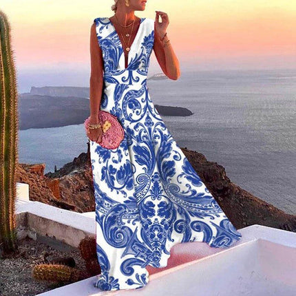 Women Retro Floral Summer Party Maxi Dress - Mad Fly Essentials