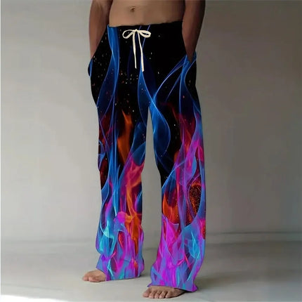 Pants Men Optical Illusion Flame Trousers - Pants - Ejuhaoti - Mad Fly Essentials