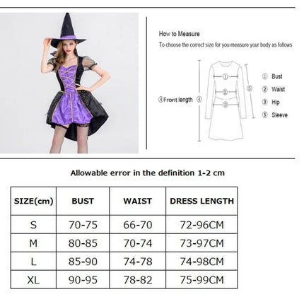 Women Carnival Halloween Purple Witch Costume - Mad Fly Essentials
