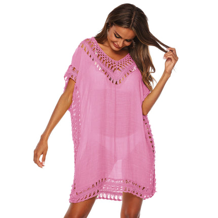 Beach Dress Women Crochet Cover Up Solid Swimsuit Dress - Beach Dress - Mafirry - Mad Fly Essentials