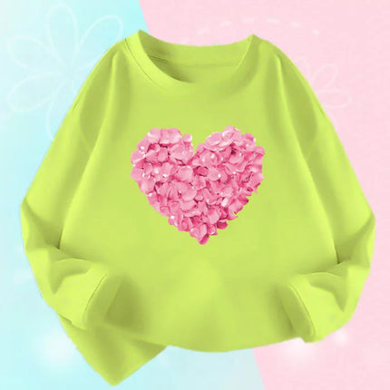 Hoodies Girls Long Heart Kids Graphic Tee Tops - Hoodies - Lolocee - Mad Fly Essentials