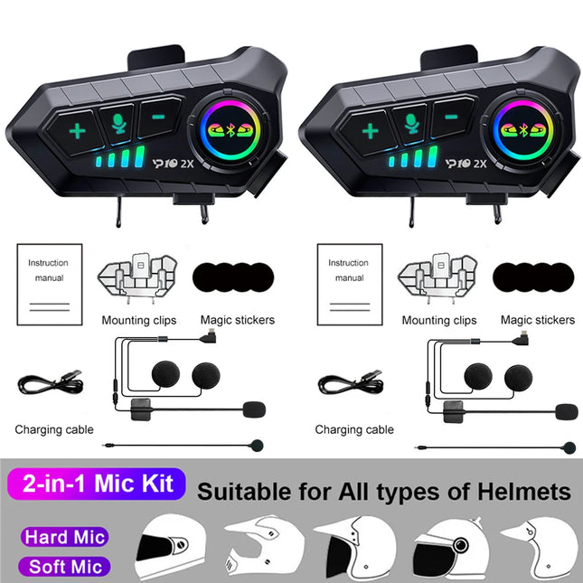 Bluetooth Motorcycle Intercom Noise-Reduction Headset