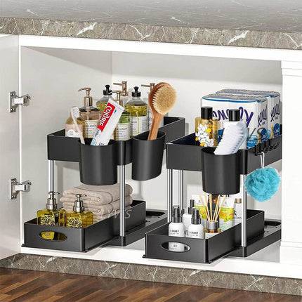 2 Tier Under Sink Organizer Kitchen Cabinet - Mad Fly Essentials