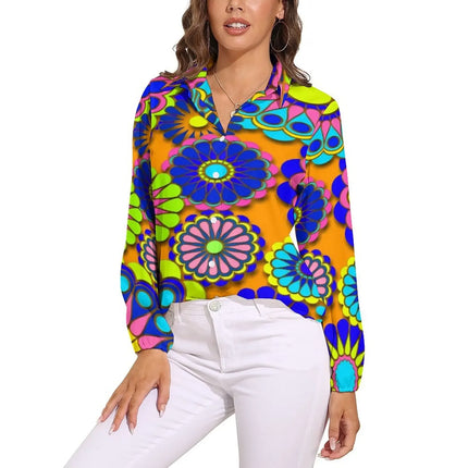 Shirt Women Flower Power Casual 3D 70s Blouse - Shirt - LazySorry - Mad Fly Essentials