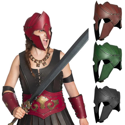 Costume Mask Men Nordic Viking Medieval Leather Warrior Helmet - Costume Mask - Cavalaria Costumes - Mad Fly Essentials